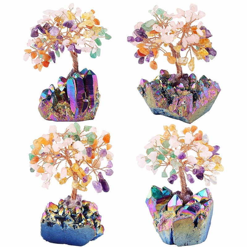 mookaitedecor Colorful Crystal Tree, Quartz Cluster Rainbow Titanium Crystals Base Bonsai Money Tree for Wealth and Luck - Image 4